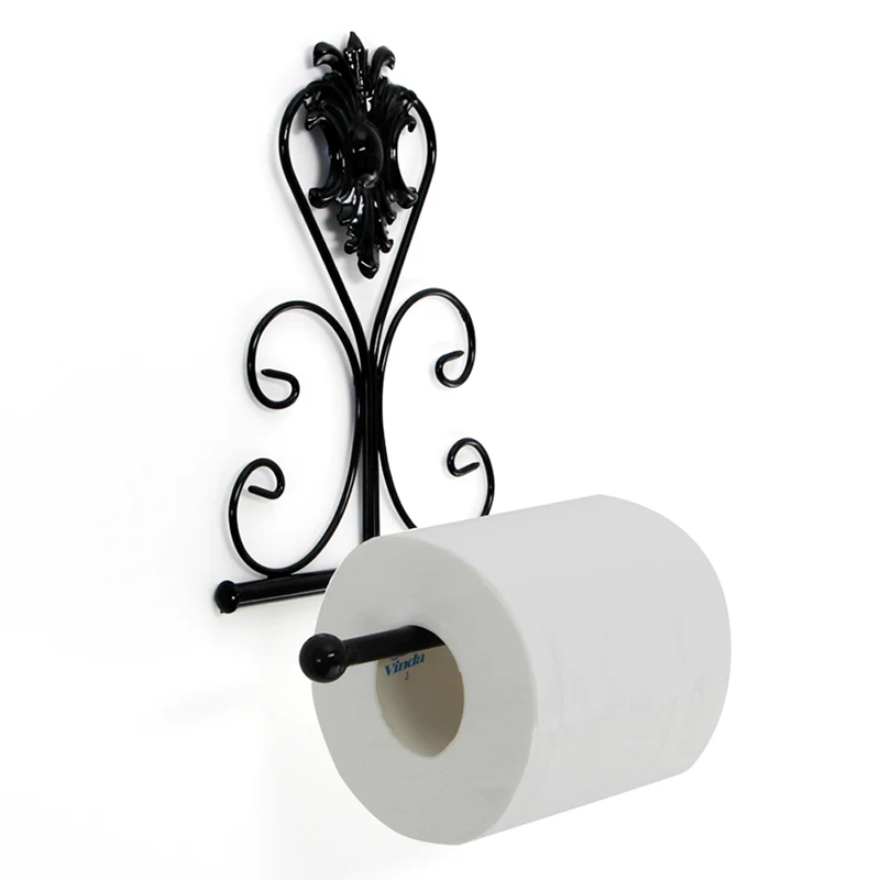 Vintage Iron Toilet Paper Towel Roll Holder Bathroom Wall Mount Rack Black New |