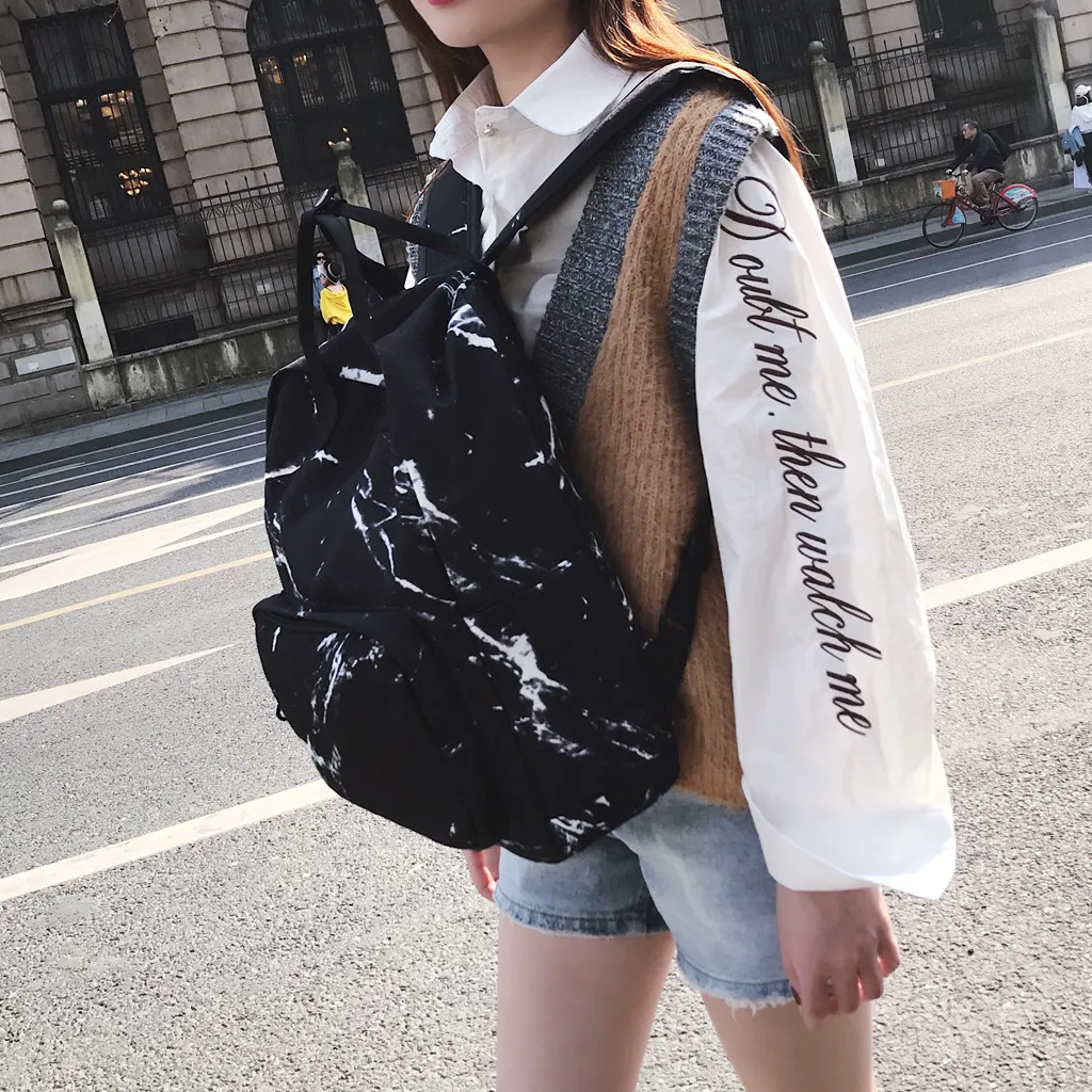 backpack travel Women Marble Pattern Large Capacity Bags Package Shoulder Bags backpack school student bag backpacks Ju17