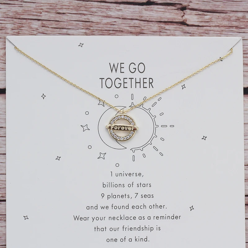 Открытка желаний Forever FriendGold Chian ожерелье мы ходим вместе медная подвеска