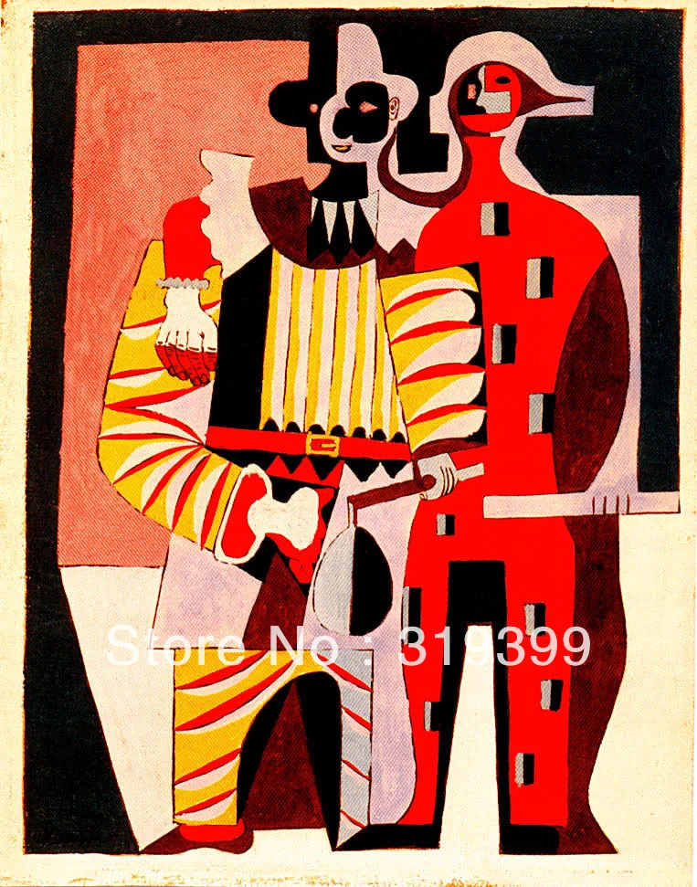 Картина маслом Размножение на льняном холсте pierrot-and-harlequin-1920 pable picasso Museam Качество