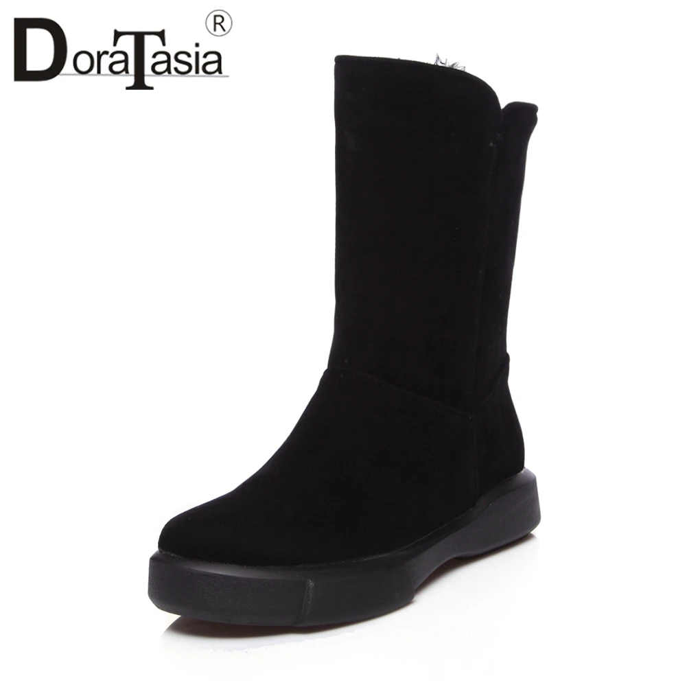 

DORATASIA Large Size 34-43 Casual Flat Platform mid-calf Snow Boots Women Winter 2019 Fur Sneakers slip-on Wedges Shoes Woman
