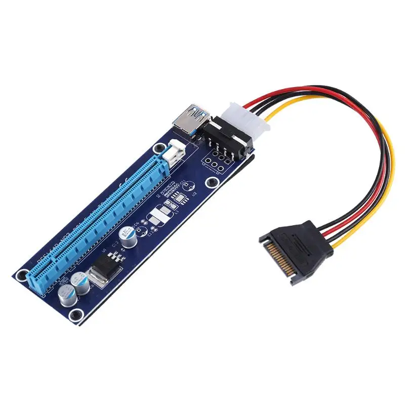 Pci-e PCI Express Riser Card 1x To 16x Extender Card USB3.0 Cable SATA To 4pin Molex Power Cable Kit For Bitcoin Mining Miner