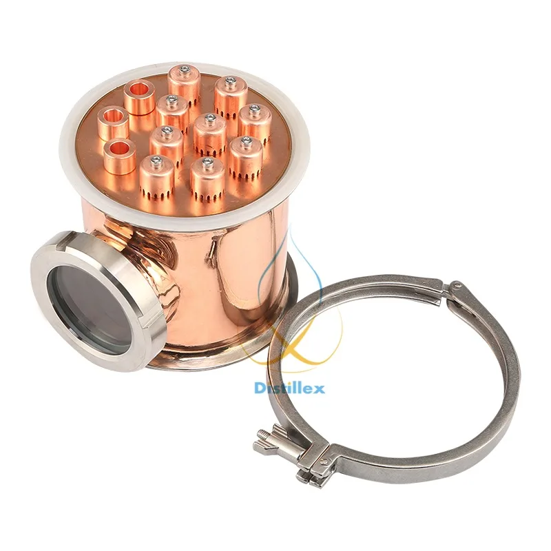 NEW 6,5 (OD183mm ) Copper bubble plates section for distillation. NEW 6,5 (OD183mm ) Copper bubble plates section for distillation.