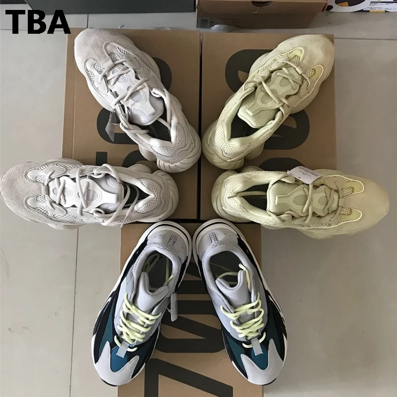 

2018 Kanye West Desert Rat 500 700 Super Moon Yellow Men Women Wave Runner Running Shoes Sneakers Authentic Quality SIZE US5-12