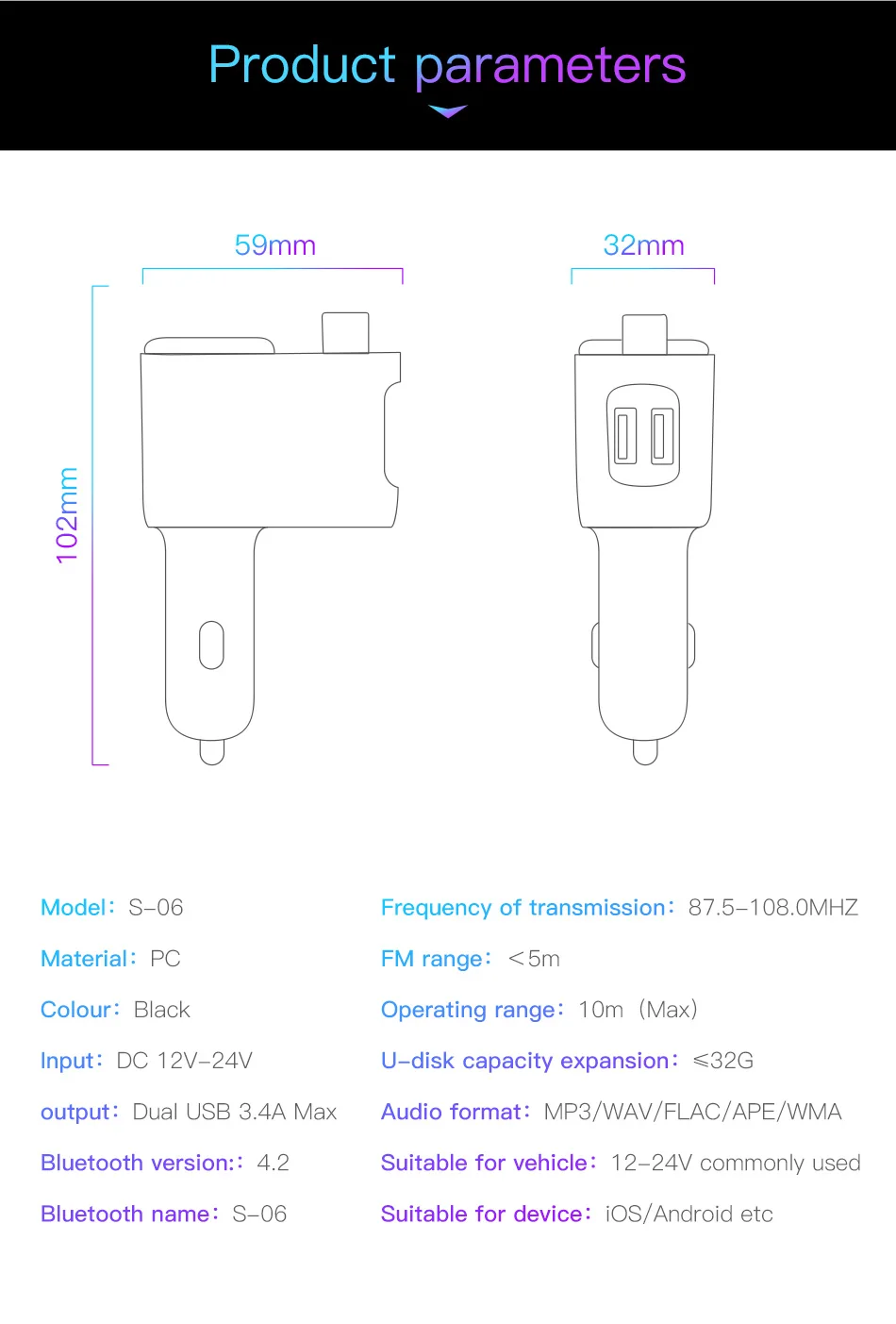 Baseus FM передатчик Bluetooth автомобильный комплект USB зарядное устройство для iPhone Xiaomi AUX MP3 плеер FM модулятор 3.4A Быстрый двойной USB Автомобильное зарядное устройство