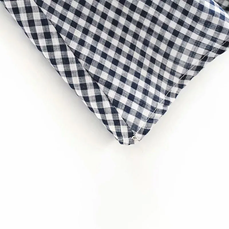 Plaid Sling Linen Dress Women Summer Women Casual V-Neck Short Dress A-Line Slim Female Sundress College Style