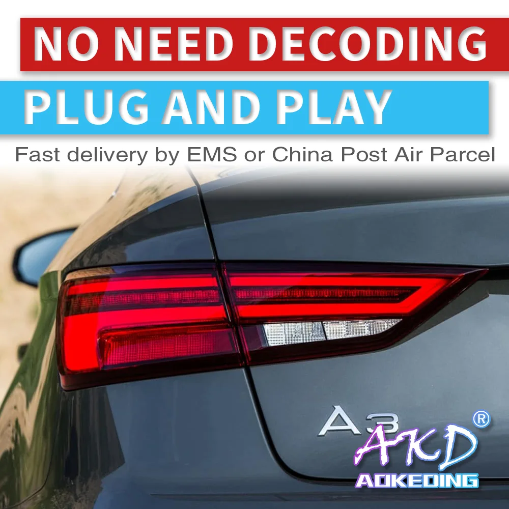  4PCS Car Styling for Audi A3 Taillights 2015-2019 for a3 LED Tail Lamp+Turn Signal+Brake+Reverse LE - 33048575744