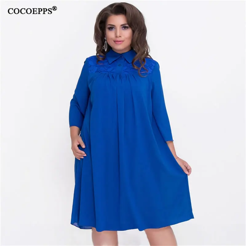 5XL 6XL 2019 осень большой Размеры женское кружевное платье Повседневная одежда