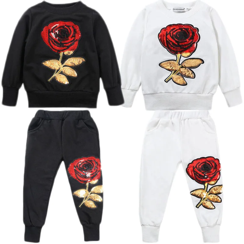 Children's big rose sequined casual wear (2)