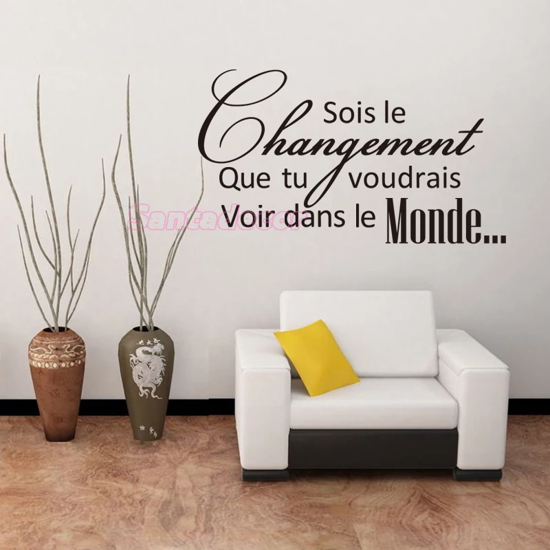 

French Quote Be the Change Vinyl Wall Decals Removable Wall Stickers Art Wallpaper for Living Room Office Mural Decor Decoration