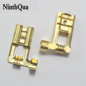 

50Pcs 6.3mm Curved Crimp Spade Terminal Connection 6.3 mm Flag Copper Terminals Adaptor Connector Car Auto Boat Modified parts