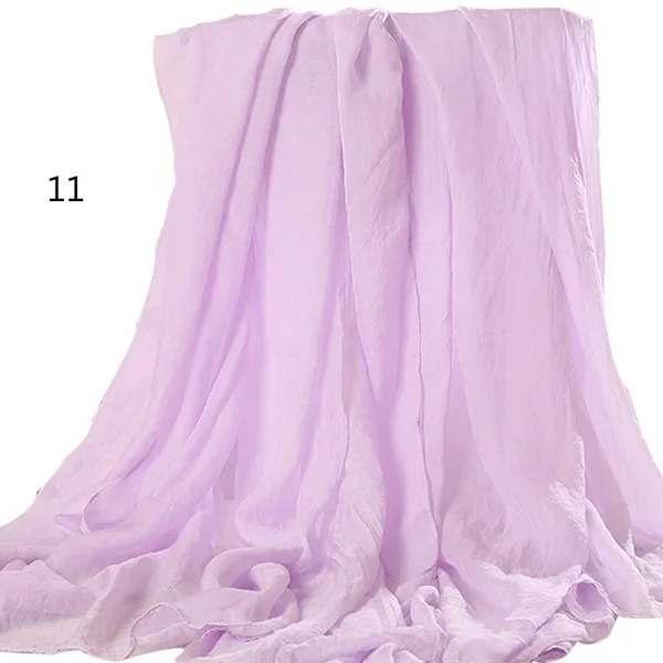 Летний Одноцветный шелковый шарф, женские шифоновые шарфы, Солнцезащитный Женский шарф Foulards Femme, женский роскошный брендовый шарф - Цвет: 11