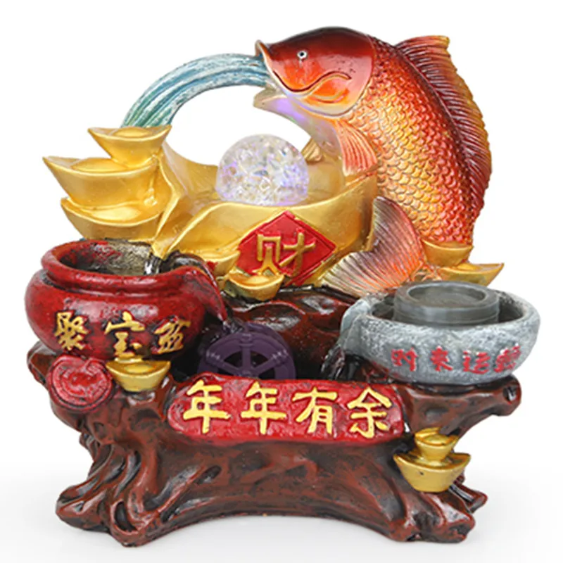 

Fake mountain big fish humidifier and fengshui wheel humidifier home decoration craft gift room office fortune