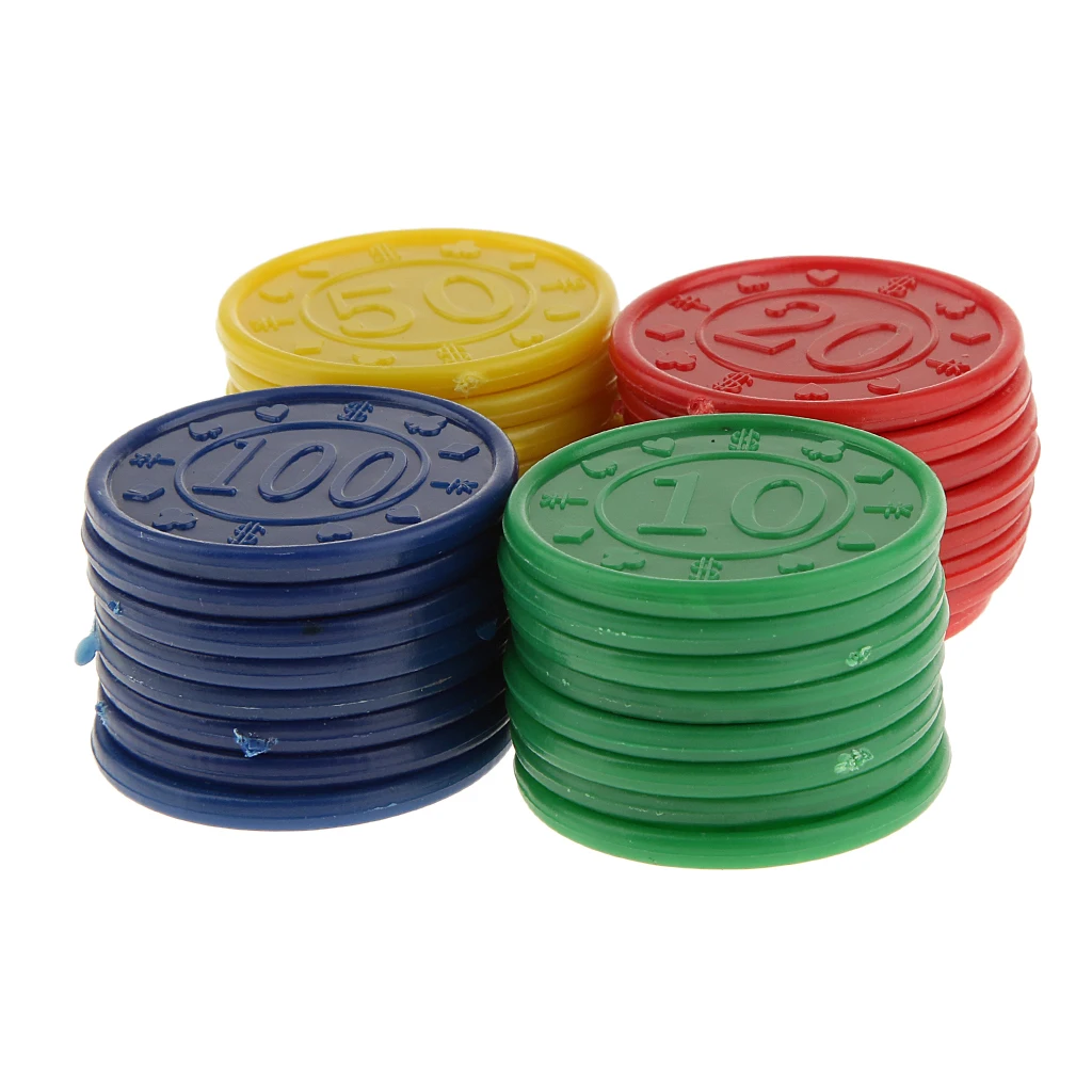 32-Pack Plastic Game Chips Set Counters for Poker, Mahjong, Roulette, Blackjack - Light weight and Washable