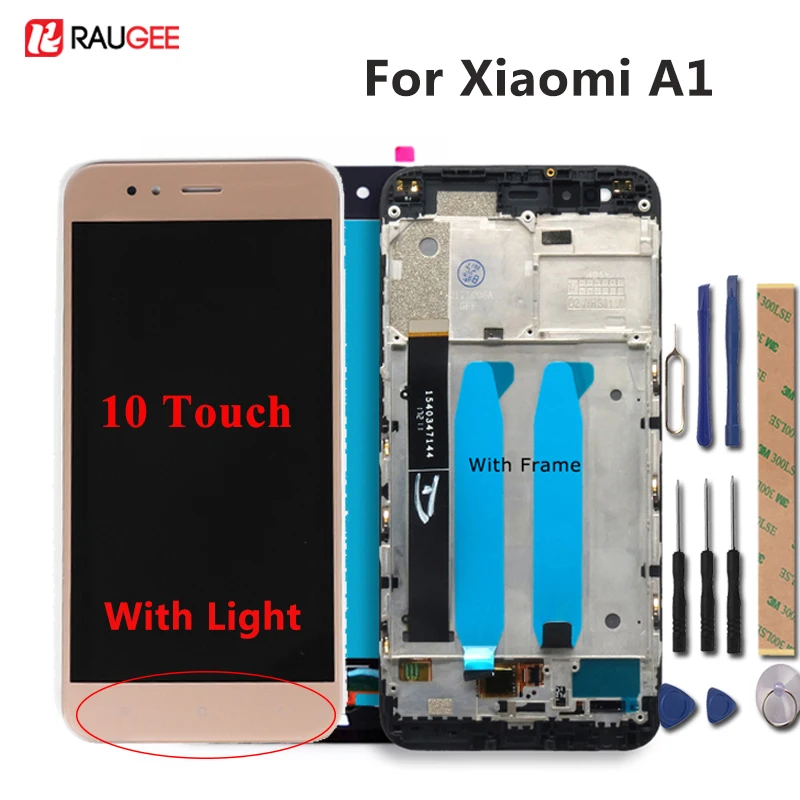 

For Xiaomi A1 Screen LCD Display Touch Screen With Frame+Soft key Light Digitizer Assembly Replacement For Xiaomi MI A1 MI5X