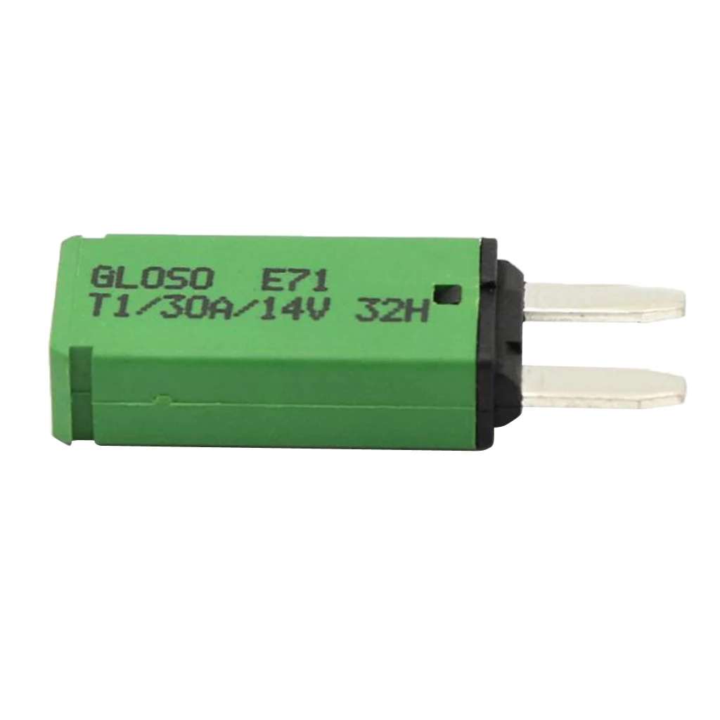 30A 14V DC Car Vehicle Mini Blade Fuse Circuit Breaker Resettable Green F444