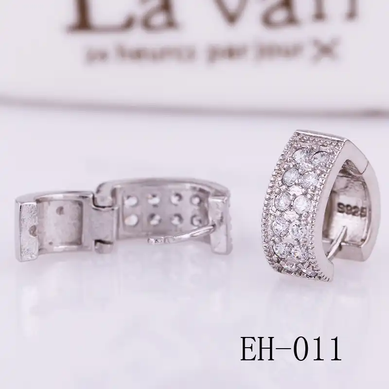 2017 Бесплатная доставка Jewelry хан издание сердца двойной ряд циркон серьги и ухо клип 925 серебро люблю серебро уха клип