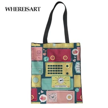 WHEREISART bolsos de las señoras de la Vintage Radios casuales de mujer bolsas de lona bolso chicas bolso de hombro Sac de Femme