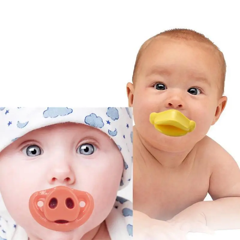 

NEW Arrival Funny Infant Pacifier Mouth Big lips Baby Pacifiers Infant Baby Pig Noisy Yellow Duck Mouth Cute Nipples