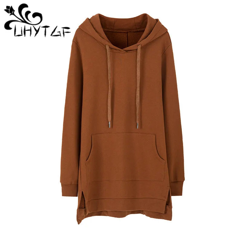 

UHYTGF Women's sportswear Korean hooded sports jacket Spring Autumn 2019 Plus size Loose blouse Long sleeve sportswear jacket 58