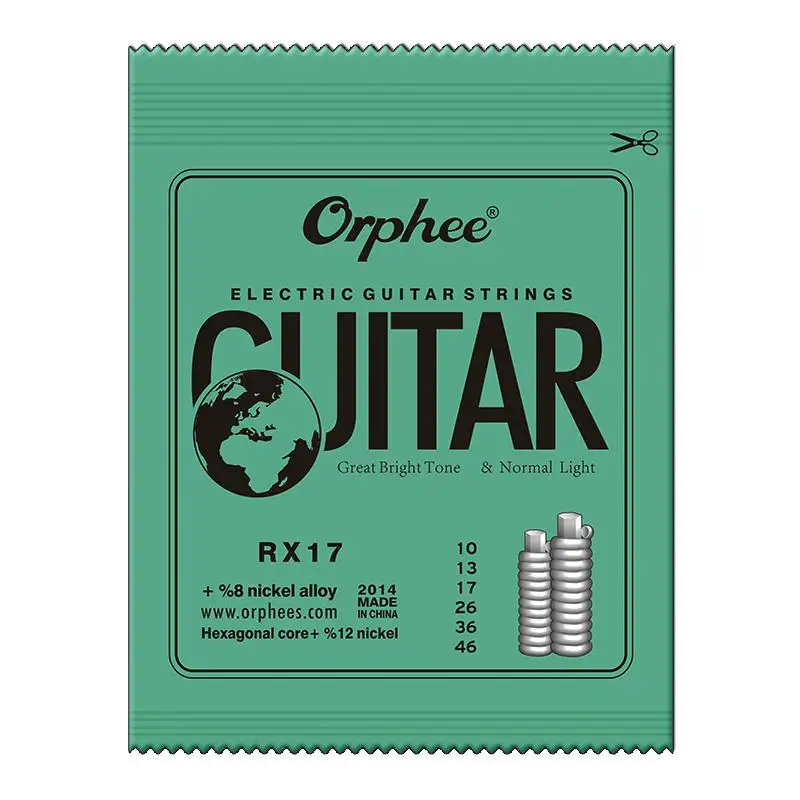 Orphee Электрогитары струны 6 шт./компл. RX15/RX17/RX19 супер светильник Высокое качество гитары шестиугольная углеродистая Сталь ra строки - Цвет: RX-17