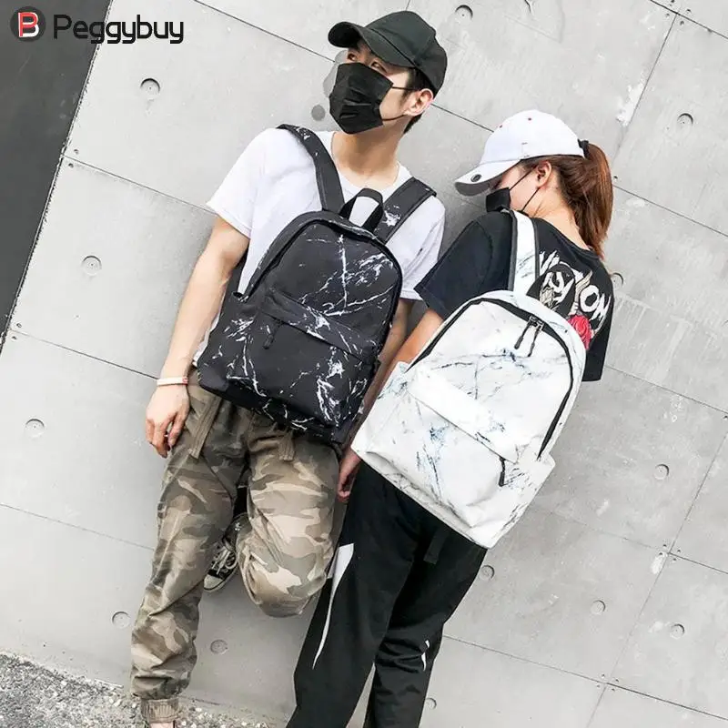 De moda Mochila Unisex de los hombres de las mujeres Mochila de lona para chica adolescente bolsas Casual jaspeado Mochila mujeres Mochila bolso de escuela Mochila