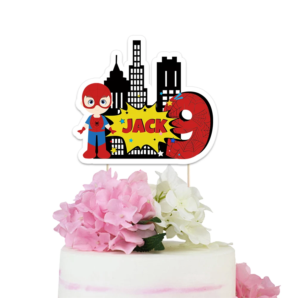 Герой торт Топпер супер герой тема Человек-паук бумажный Топпер на торт вечерние принадлежности День рождения украшение детский душ на заказ - Цвет: 9