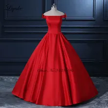 Liyuke Vestido De Noiva China Red Princess Ball Gown Wedding Dress With Boat Neck Off The Shoulder Bridal Dress 2017