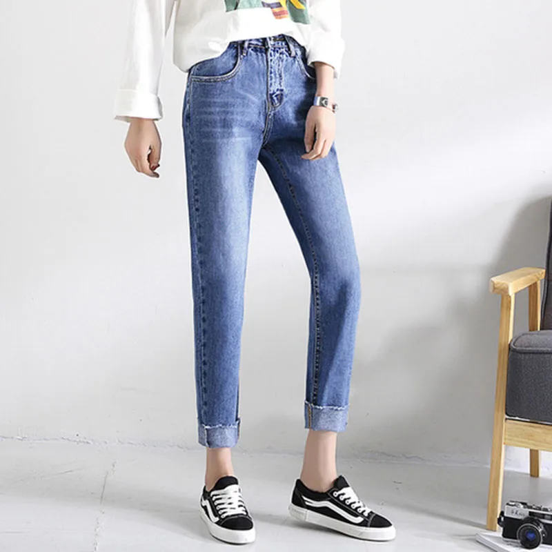 2018 New Slim Pencil Pants Vintage High Waist Jeans Women