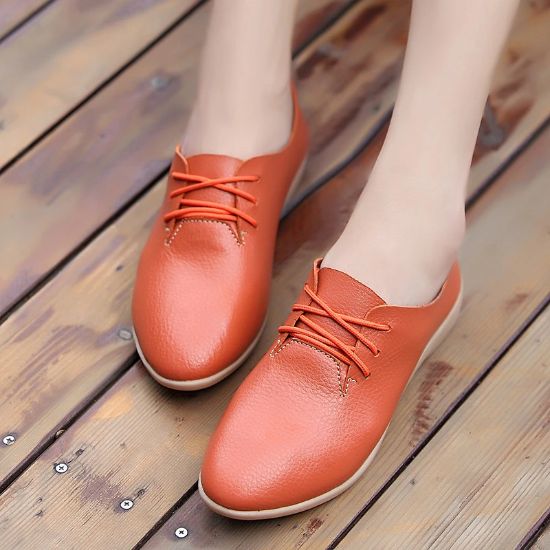 2017 Mujeres Pisos Oxfords, de Moda Mocasines de Cuero Suave, Cómoda Con Cordones Calzado Casual, Dedo Del Redondo damas Zapatos Para Caminar|shoes for tall women|shoes mexicoshoe heel - AliExpress