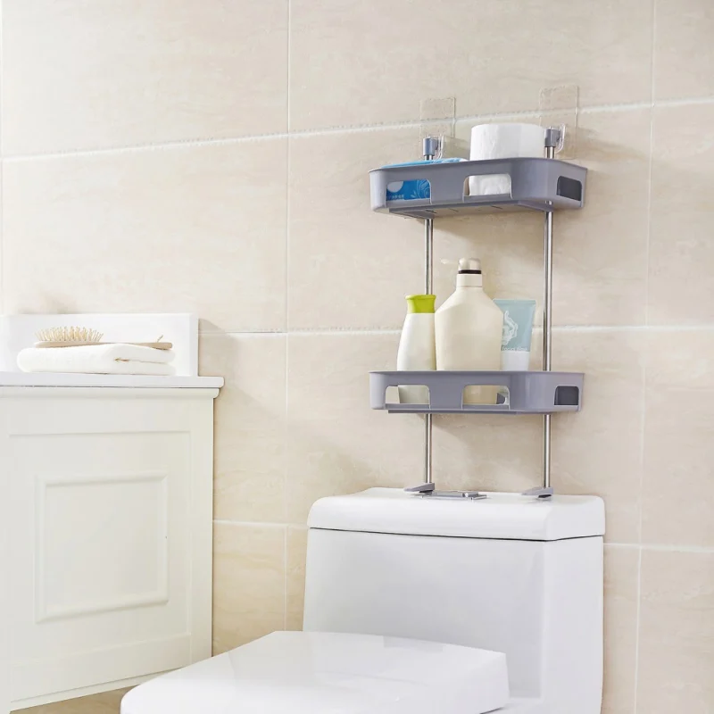 

1pcs Plastic Toilet Towel Storage Rack Holder Over Bathroom Shelf Organizer Rack
