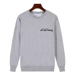 Uh Huh honey с принтом букв Женская толстовка уличная Топ Мода Crewneck Толстовки женский черный пуловер Панк Графический Топ