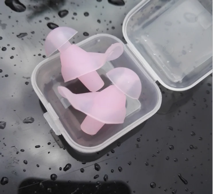 Пылезащитные и водонепроницаемые спиральные затычки ушные для плавания взрослые силиконовые принадлежности для плавания и дайвинга профессиональные мягкие затычки для ушей в коробке - Цвет: Pink
