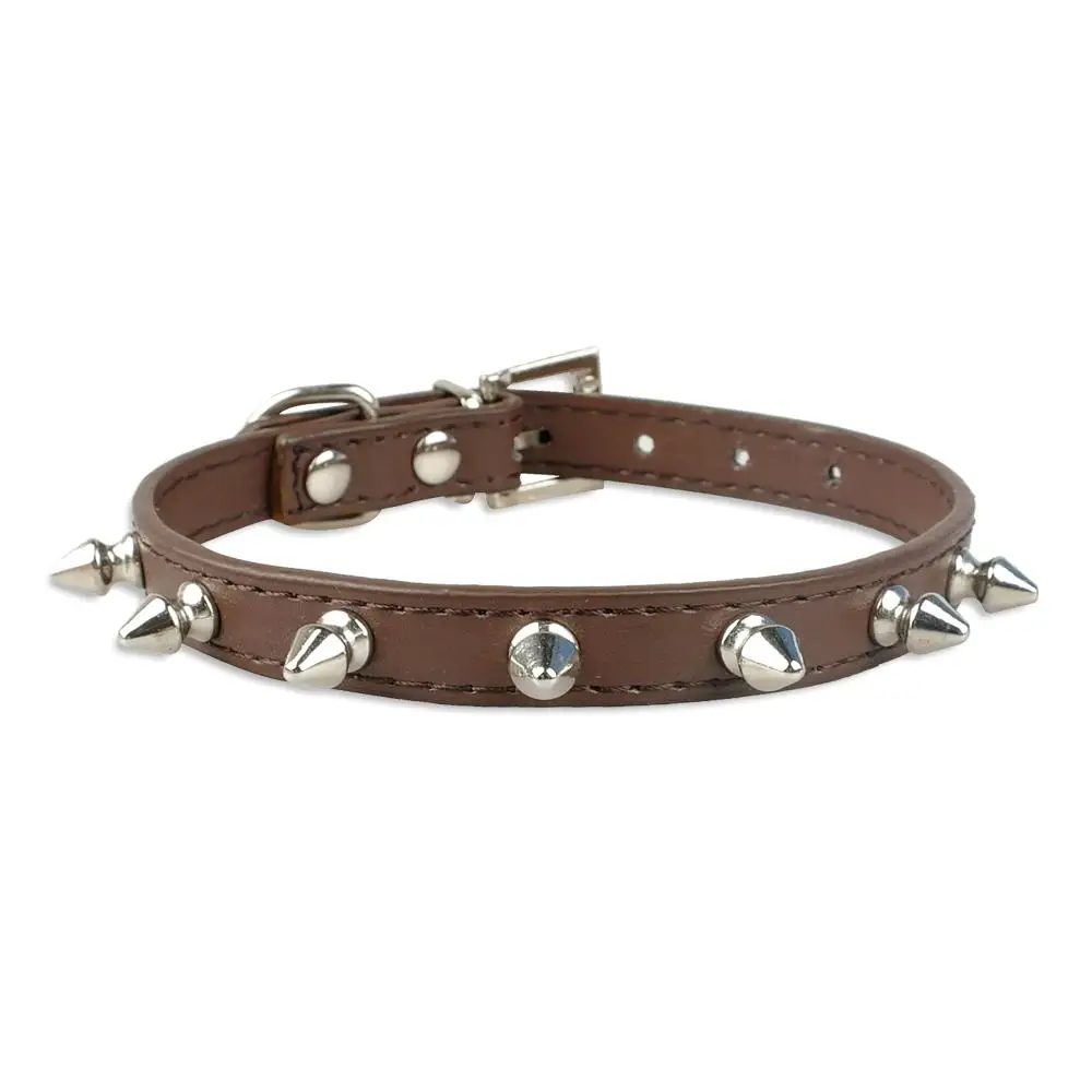 1 Row Cute Rivets Studded Dog Collar Puppy Cat Collars For Small Dogs Chihuahua Yorkies Neck for 8-18" Pink Color 