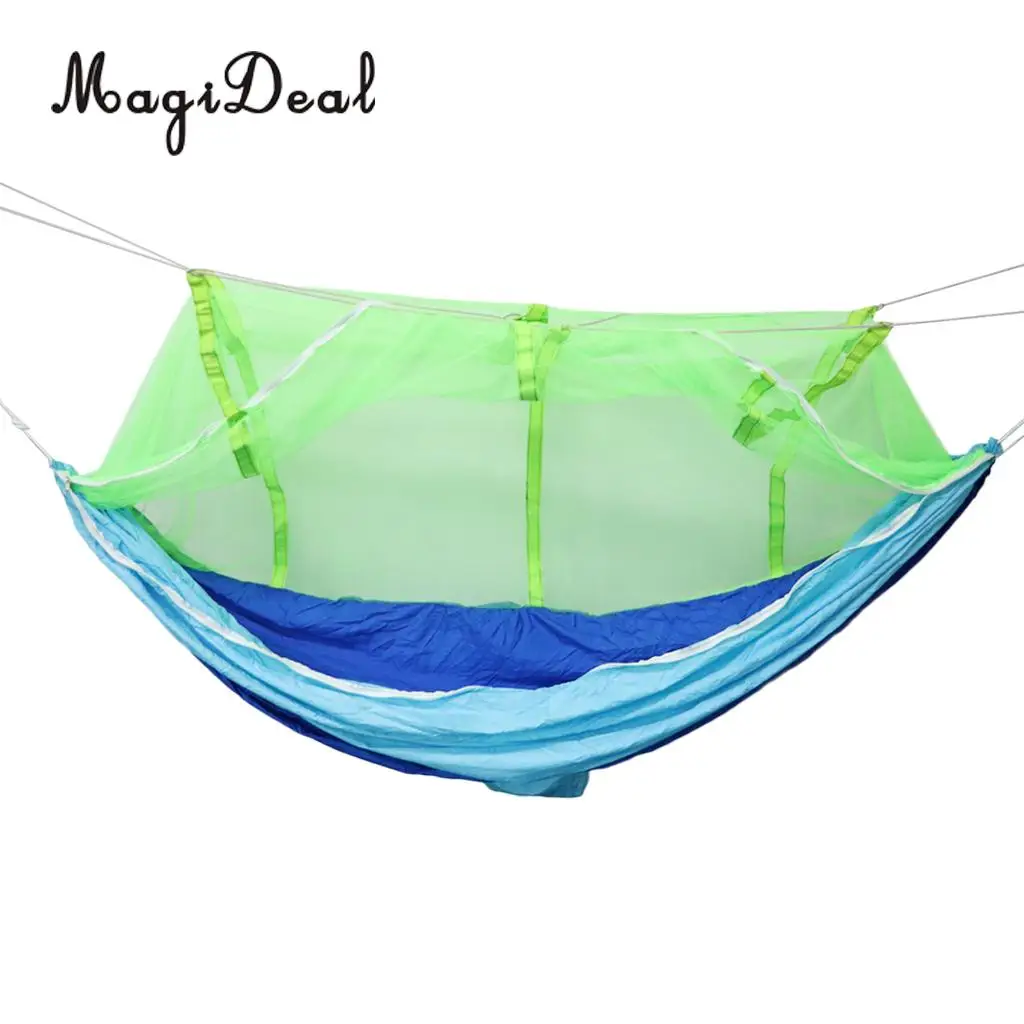 MagiDeal Portable Jungle Parachute Hammock Camping Outdoor Hanging Bed With Mosquito Net and 2 Hanging Straps