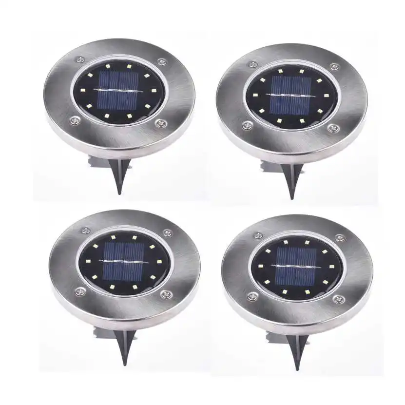 Koop 4 stks 10 LEDs Waterdichte Grond Licht Zonne energie Tuin Pathway Deck Lights Solar Lamp voor Thuis Yard Oprit Gazon road