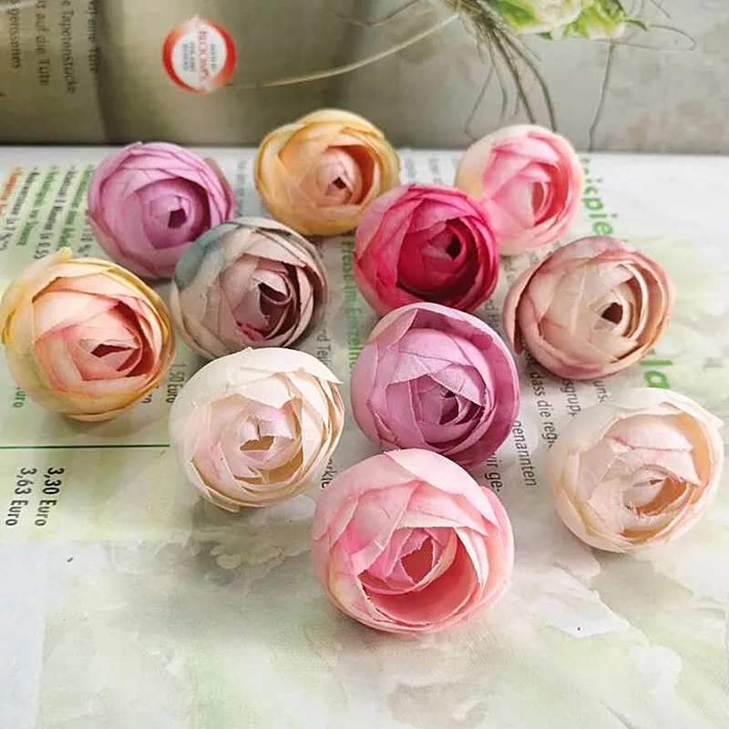 

Silk Small tea rose 100pcs Fake flowers christmas decorations for home wedding Artificial flowers wall handmade diy gifts
