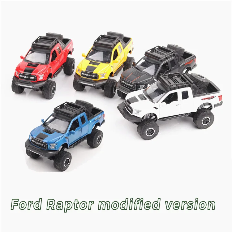 

New 1:32 Ford Raptor F150 Pickup Truck Metal Toy Cars Model With Music Flashing Sound For Boys Birthday Gifts Free Shipping