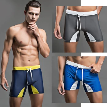 

2020 Hot style New Men Swimwear Shorts man Swimsuit boxer Man Bathing suit Trunks Beach Wear U convex Bikini Gay Long Trunks