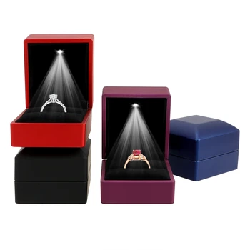 

NICEYARD 1pcs Jewelry Display Case Home Storage Earrings Ring Box LED Lighting For Wedding Engagement