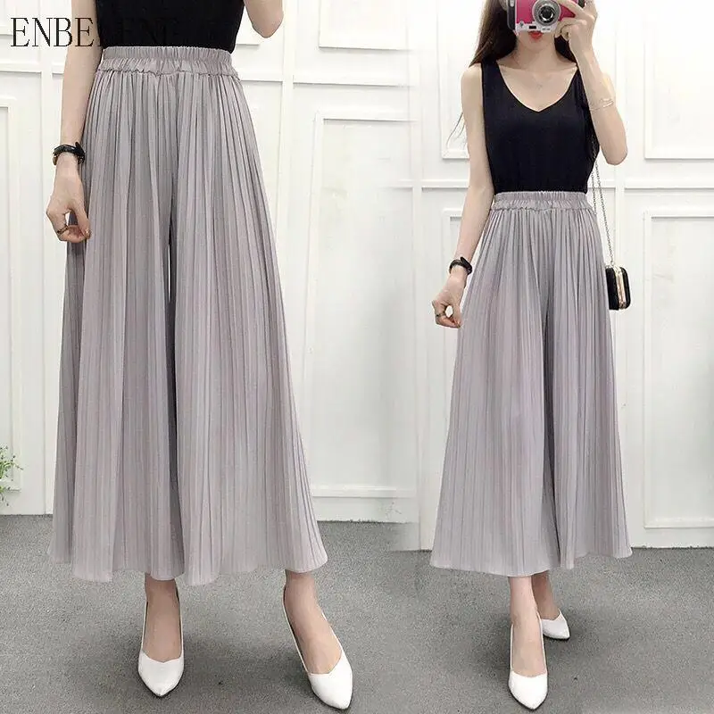 

Summer Pant for Women Wide Leg Pant Chiffon Female Thin Loose semitranslucent Trousers Ladies Spring Stretchy Pants GF002