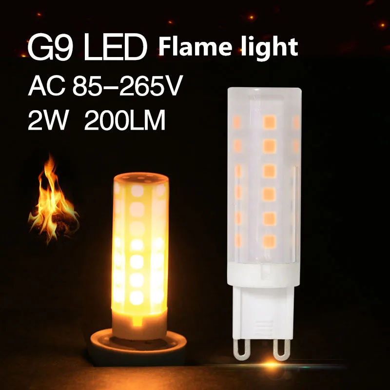 G9 36Leds SMD 2835 2W 180 200LM AC 85 265V LED Flicker Flame Fire
