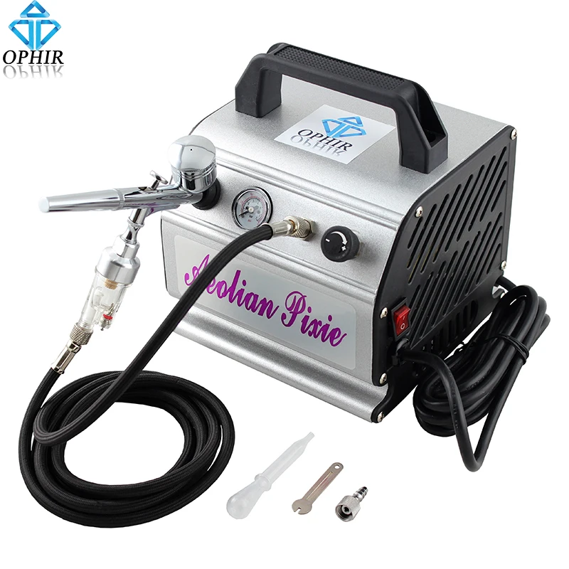 

OPHIR Pro Airbrush Compressor Kit Dual Action Airbrush Set for Cake Decorating Nail Art Model Toy Paint Body Tattoo_AC088+AC004A