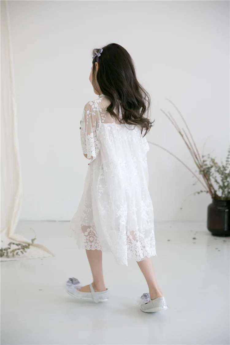 Vestido de Verão Branco para Adolescentes Meninas Grandes Princesa Festa Vestidos Rendas Bordado Vestido Menina 4 6 8 10 11 12 14 Anos Crianças Roupas 6 vestidos rendas bordado vestido branco para adolescentes