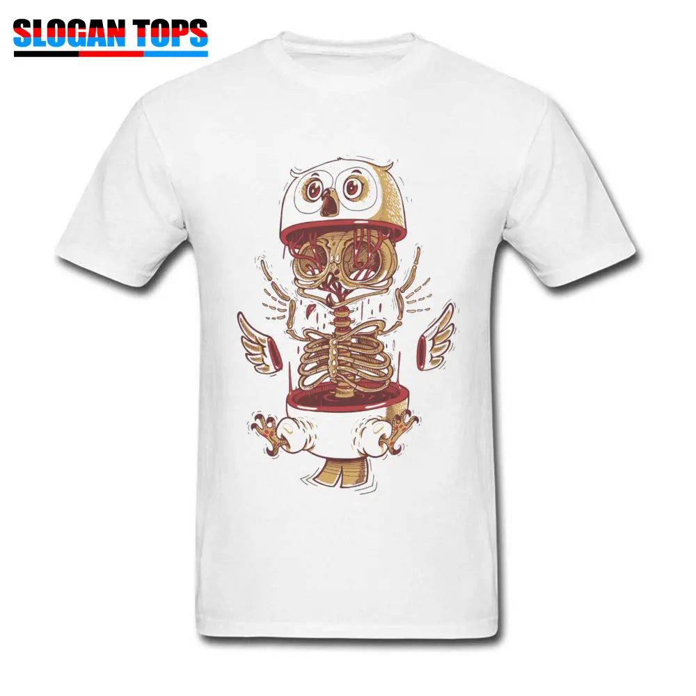 buy Customized T Shirt Men Novelty Tops Unique Skull Designer Tees Funny Halloween Clothes Cotton White T shirt Bird Cartoon Print