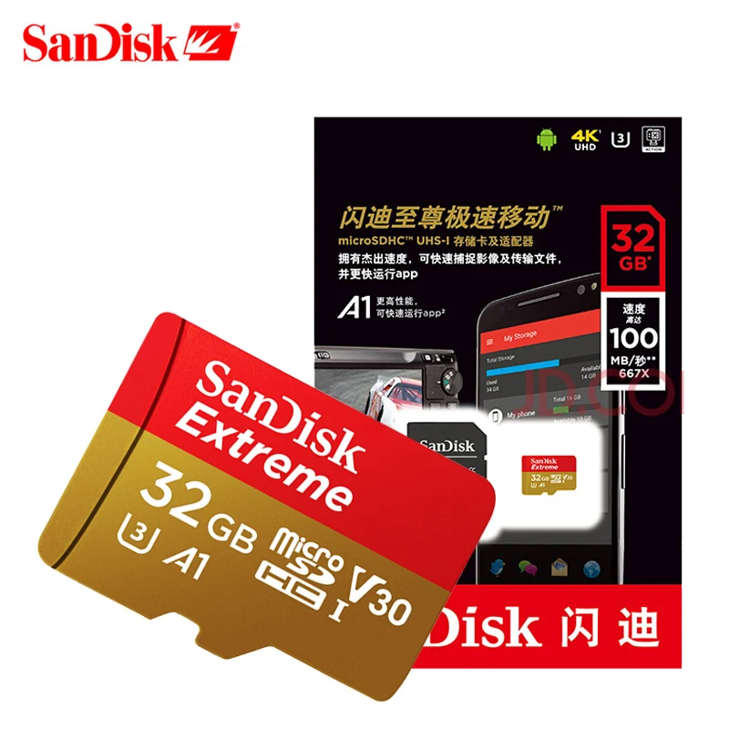 Двойной Флеш-накопитель SanDisk EXTREME PLUS A2 micro sd карты 256 ГБ оперативной памяти, 32 Гб встроенной памяти, слот для карт памяти 64 Гб micro sd 128 ГБ Class10 TF