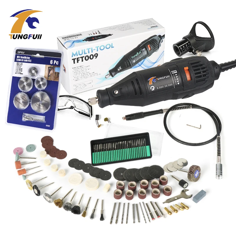 

Tungfull 130W Dremel Style Electric Rotary Tool Variable Speed Mini Drill with Flexible Shaft electric drill Power Tools set