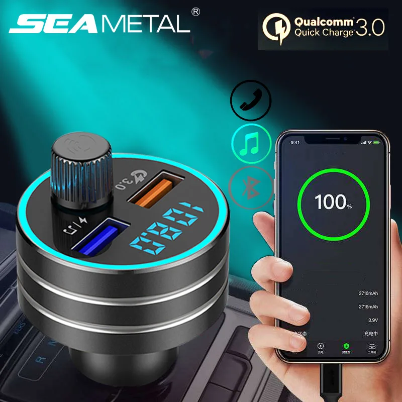 

12V QC3.0 Car Chargers Cigarette Lighter Charger Car MP3 Player FM Transmitter Bluetooth 5.0 Music Player Hand Free Phone Call