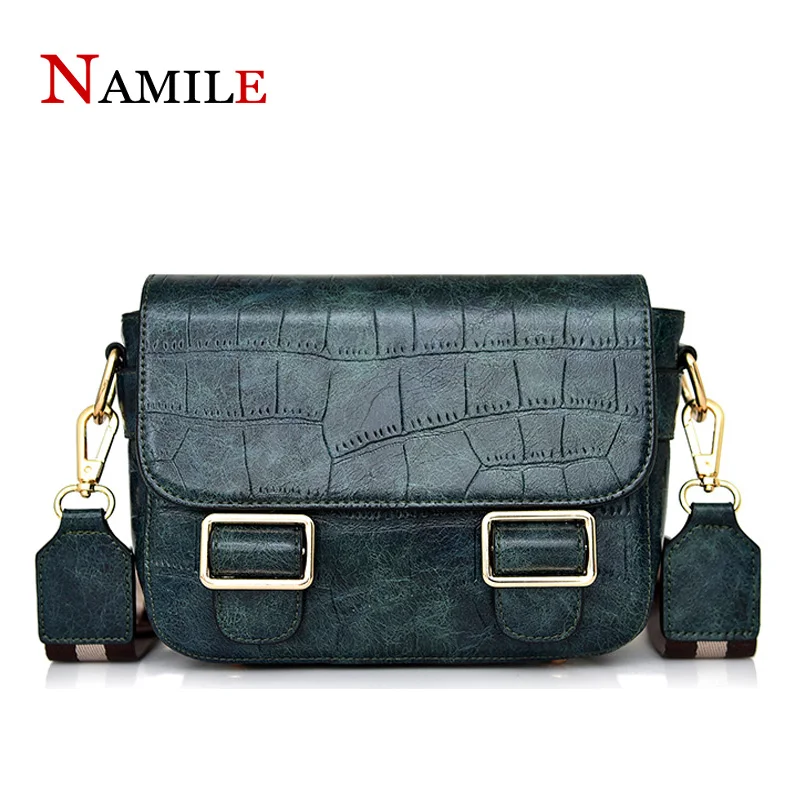 

Luxury fashion small bag 2019 new ladies crocodile pattern slung small square bag quality PU comfortable wide shoulder bag