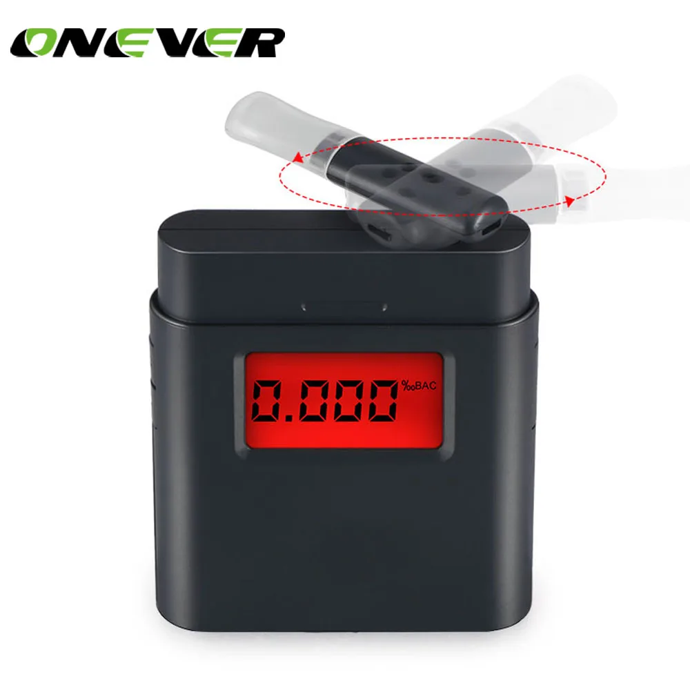 Onever 360 درجة للتدوير الكحول البسيطة lcd الرقمية الكحول كاشف الكحول للسائقين محلل مع 5 المعبرة Onever 360 درجة للتدوير الكحول البسيطة lcd الرقمية الكحول كاشف الكحول للسائقين محلل مع 5 المعبرة